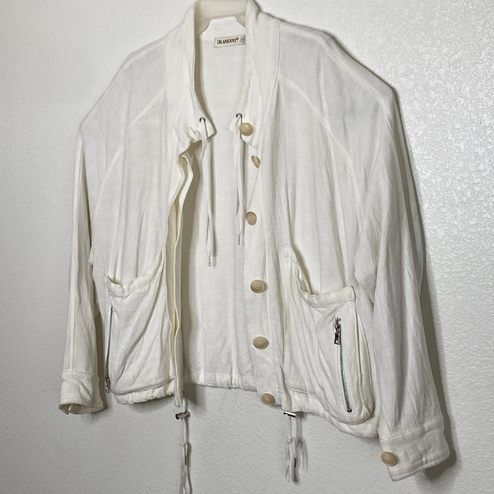 Blank NYC Women's Linen/Viscose Blend White Utility Jacket Size M